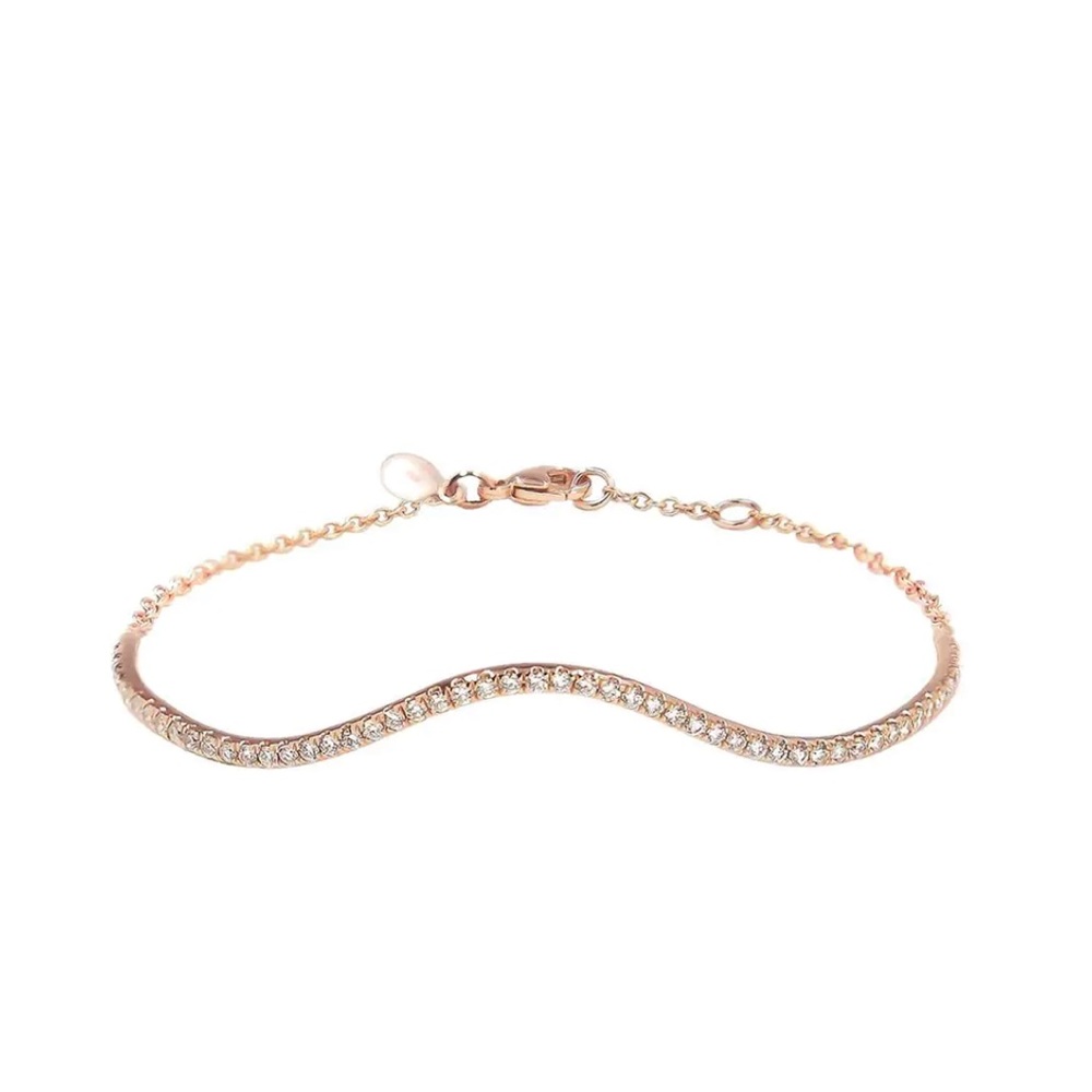 Beautiful diamond tennis bracelet - wave style; rose gold